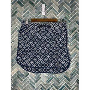 GAP NAVY BLUE WHITE‎ EMBROIDERED COTTON ELASTIC WAIST DRAWSTRING MINI SKIRT MED